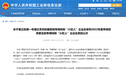 喜讯丨3031bcom永利集团入选“建议支持”的国家级专精特新“小巨人”企业